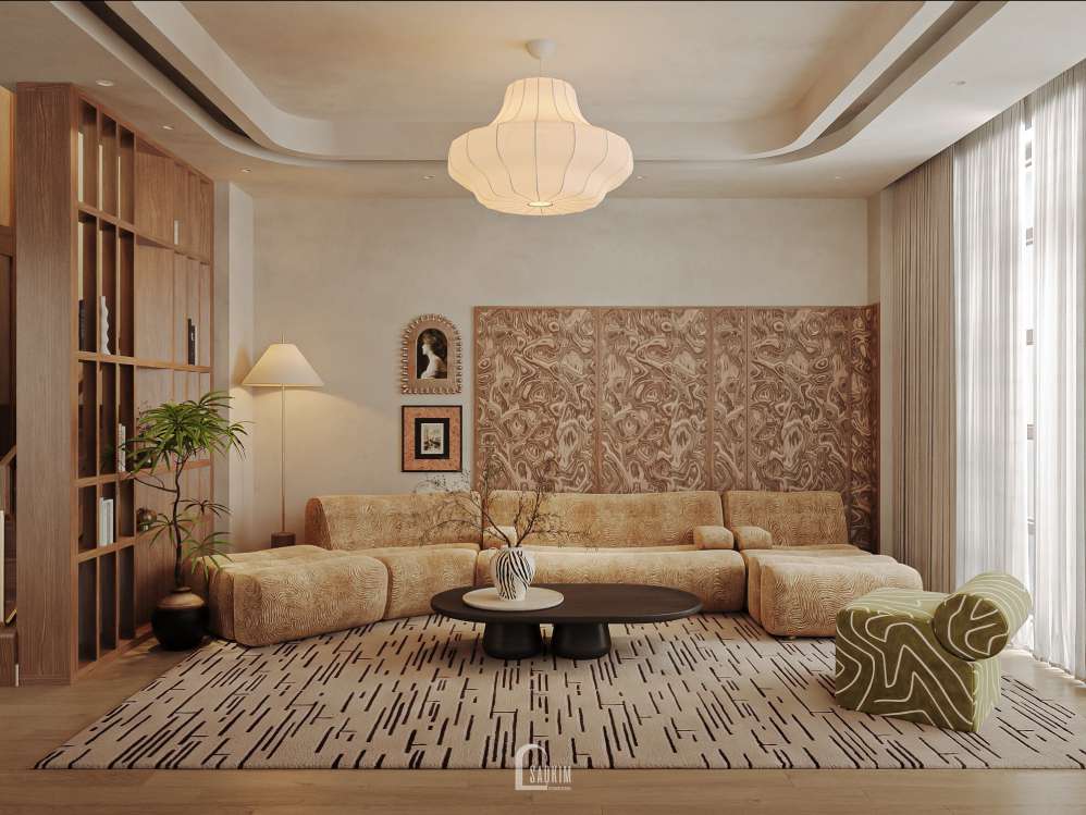 Thiết kế liền kề xẻ khe Vinhomes Ocean Park 3 hành trình tìm lại "linh hồn" cho tổ ấm với phong cách Contemporary mix Mid - Century
